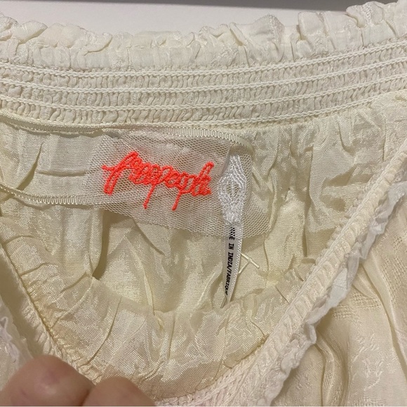 NWT Free People Cream Floral Sheer Overlay Skirt large - Picture 5 of 8